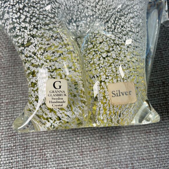 Art Glass Elephant Paperweight Silver Granna Glasbruk Sweden Handmade Signed - Picture 3 of 11